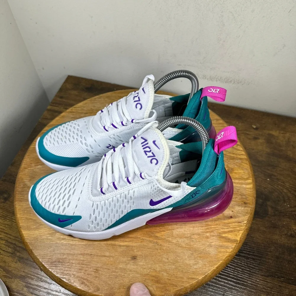 Nike Air Max 270 Womens White Teal Purple Pink Running Shoes CW7061-100 Size 8 - Picture 7 of 8
